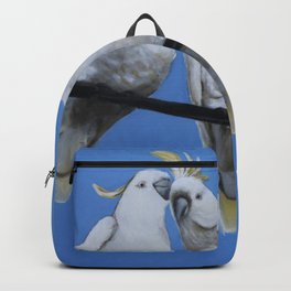 Cockatoo Gossip Backpack | White, Tropical, Cocky, Colourful, Yellow, Bright, Saltcrested, Art, Nature, Coastal 