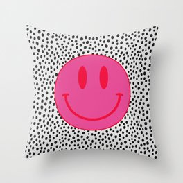 Make Me Smile - Cute Preppy Vsco Smiley Face on Black and White Throw Pillow