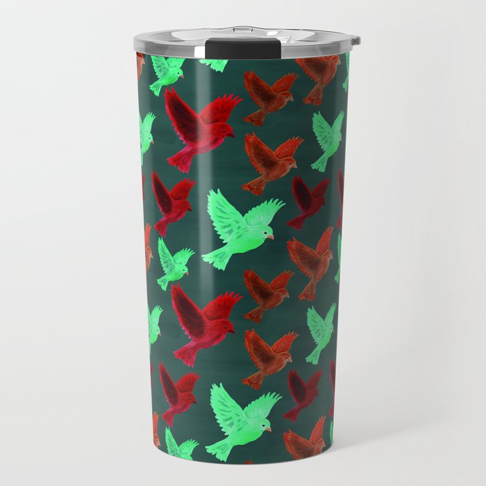 seamless pattern with colorful little birds flying Travel Mug