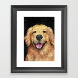 Golden retriever dog wool portrait print Framed Art Print