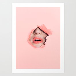 Her lips - coral Art Print