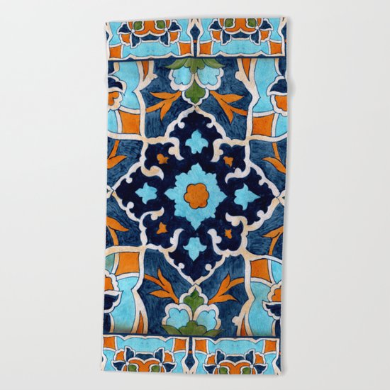 Mediterranean tile Beach Towel