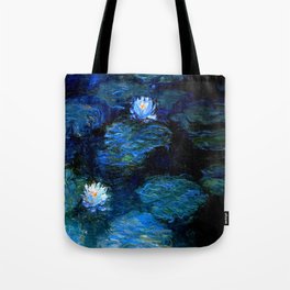 monet water lilies 1899 blue Teal Tote Bag