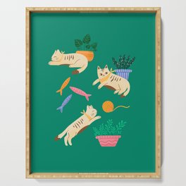 Cats and plants Serving Tray