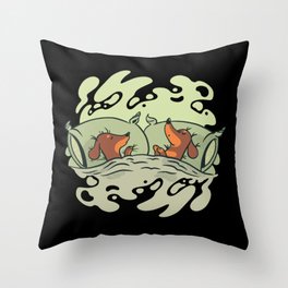 Dachshunds sleeping in bed funny dachshund cartoon Throw Pillow