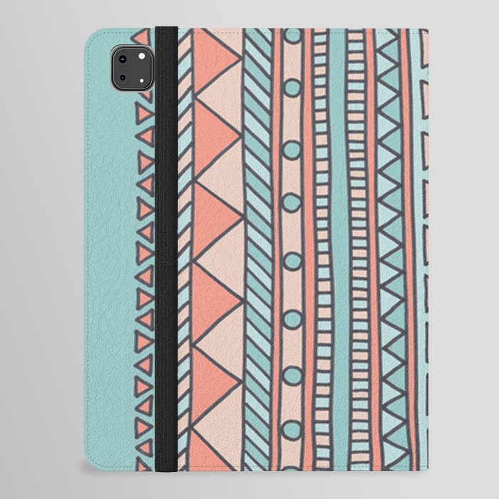 Tribal #4 (Coral/Aqua) iPad Folio Case