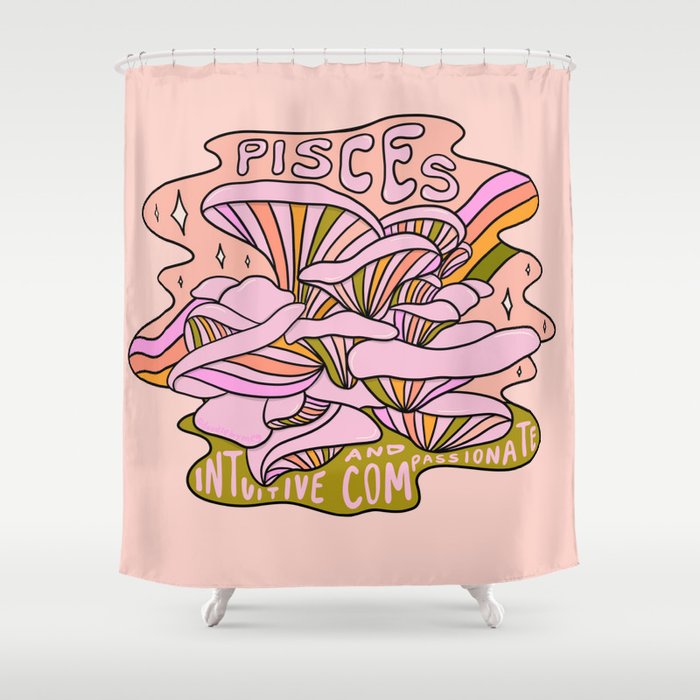 Pisces Mushroom Shower Curtain By, Society6 Mushroom Shower Curtain
