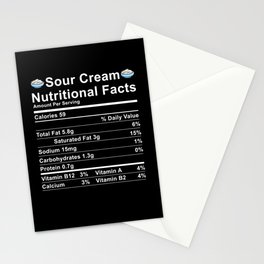 Sour Cream Nutritional Value Table Stationery Card
