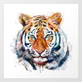 Tiger Head watercolor Art Print