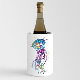 Jellyfish Colorful Watercolor Art Gift Ocean Art Wine Chiller