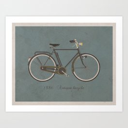 Antique Bicycle(with text) Art Print | Vintage, Graphic Design, Vector, Illustration 