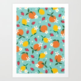 Citrus and friends pattern Art Print