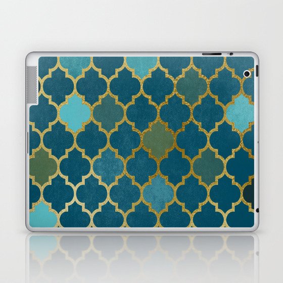 Diamond Mosaic Teal Gold Laptop & iPad Skin