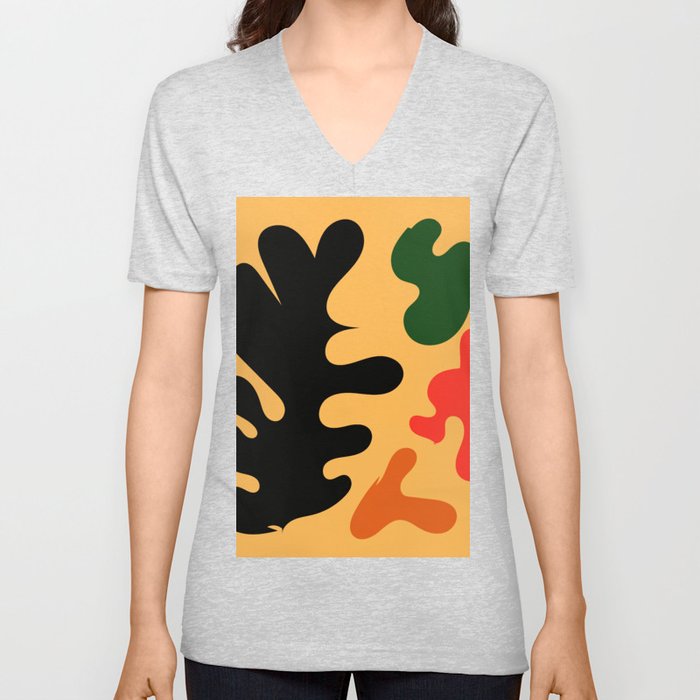 1  Matisse Cut Outs Inspired 220602 Abstract Shapes Organic Valourine Original V Neck T Shirt