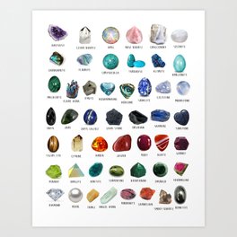 crystals gemstones identification Art Print