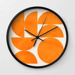 Geometric Shapes orange mid century Wall Clock