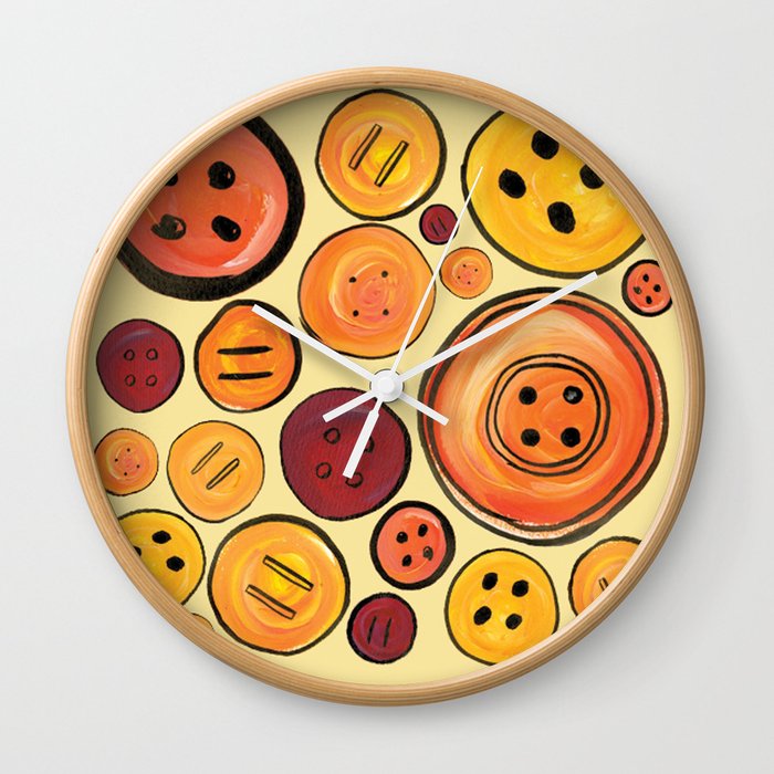 Yellow Buttons Wall Clock
