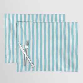 Turquoise and White Cabana Stripes Palm Beach Preppy Placemat