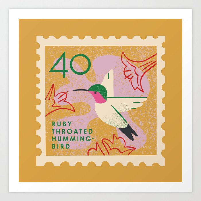 Hummingbird Postage Stamp Art Print