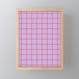 Red + Lavender Plaid Checker Framed Mini Art Print