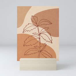 Terracotta abstract and floral art. Textured wall art.  Mini Art Print