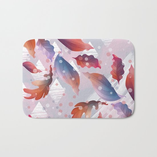 Leaves, lines and diamonds Bath Mat