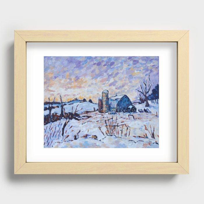 Snowy Evening at Webster Township Recessed Framed Print