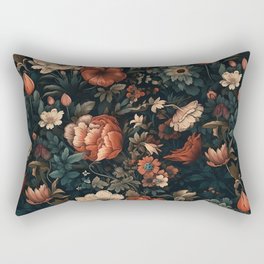 Vintage Aesthetic Beautiful Flowers, Nature Art, Dark Cottagecore Plant Collage - Flower Rectangular Pillow
