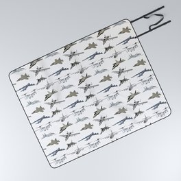 US Military Airplanes Picnic Blanket