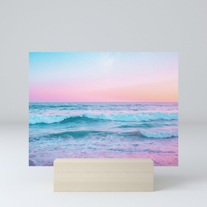 Candy Waves | Pastel Ocean Shoreline off Coast of California  Mini Art Print