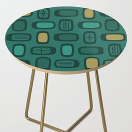 Midcentury MCM Rounded Rectangles Teal Gold Side Table