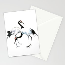 Japanese Cranes, Asian ink Crane bird artwork design Stationery Card