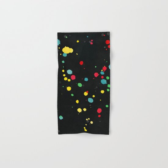 Watercolor splatters on black Hand & Bath Towel