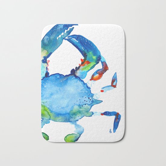 Blue Claw Crab - Nautical - Summer - Ocean - Sea Life Bath Mat