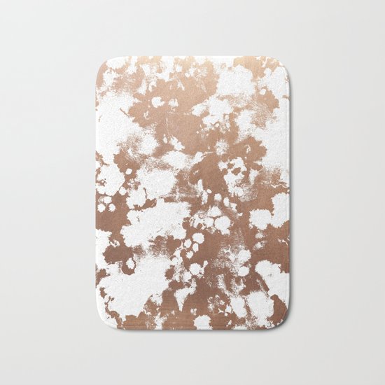 Rose Gold shiny metal sparkle modern pattern abstract rosegold trendy pattern cell phone accessories Bath Mat