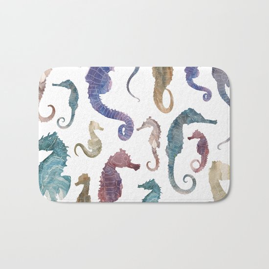 Colorful Seahorses Bath Mat