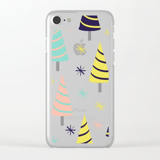 Colorful Christmas Trees Clear iPhone Case