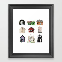 Cottage Study - Collage of Nine Tiny House Cottage Paintings Framed Art Print