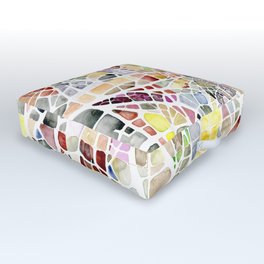 Harlequin (Quadrants series #9) Outdoor Floor Cushion | Harlequin, Bright, Abstract, Map, Pattern, Painting, Colorful, Watercolor, Multicolor, Cartography 