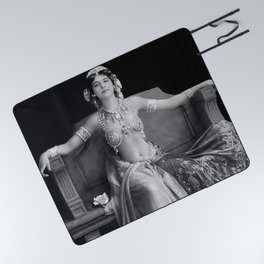 Mata Hari, Famous French Dancer and Femme fatale black and white photograph / black and white photography Picnic Blanket