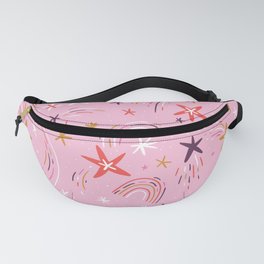 Doodles stars and rainbows seamless pattern Fanny Pack