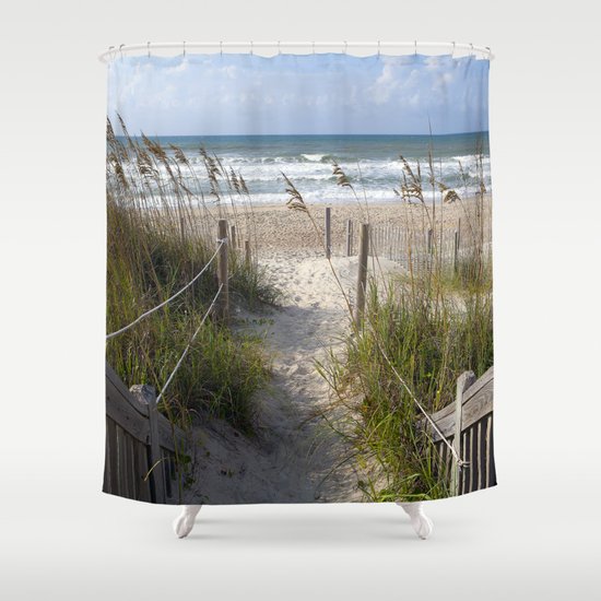 Peaceful Beach Scene Shower Curtain By, Ocean Scene Shower Curtains