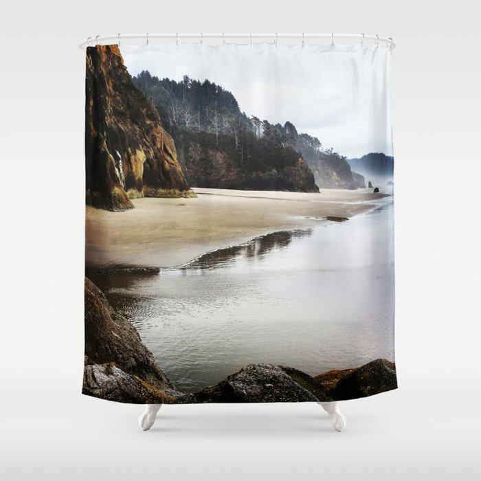 Hug Point Landscape On Oregon Coast Shower Curtain