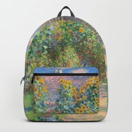French Impressionist Landscape of Sunflower Farm by Claude Monet Backpack
