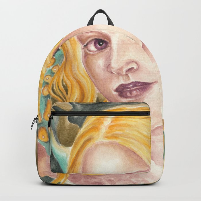 Mermaid Siren Fantasy Magic Watercolor Fine Portrait Backpack