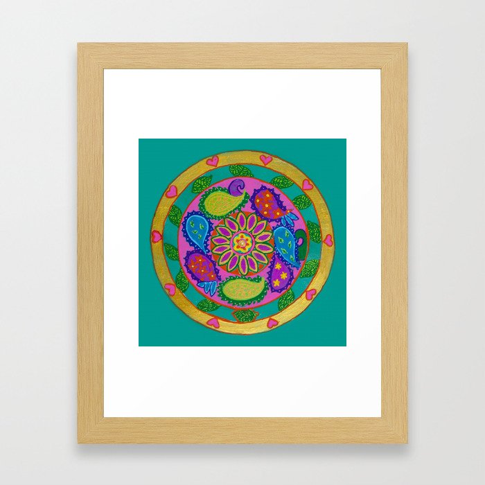 Paisley heart magic Mandala, acrylic painting on tile Framed Art Print