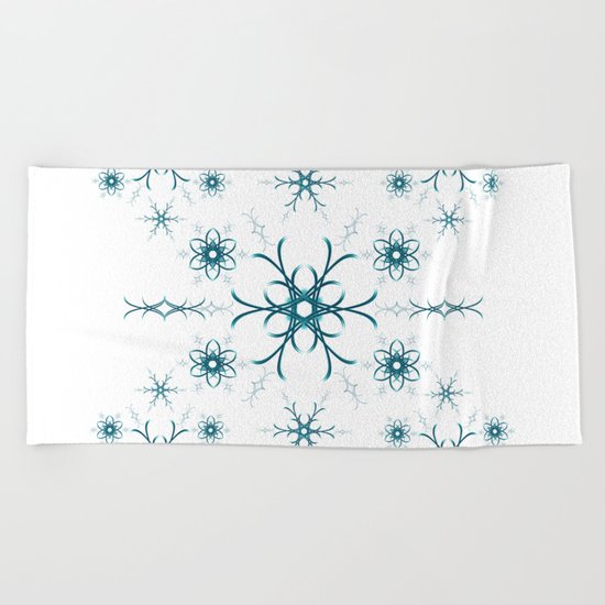 Blue flowers. Pattern. Beach Towel