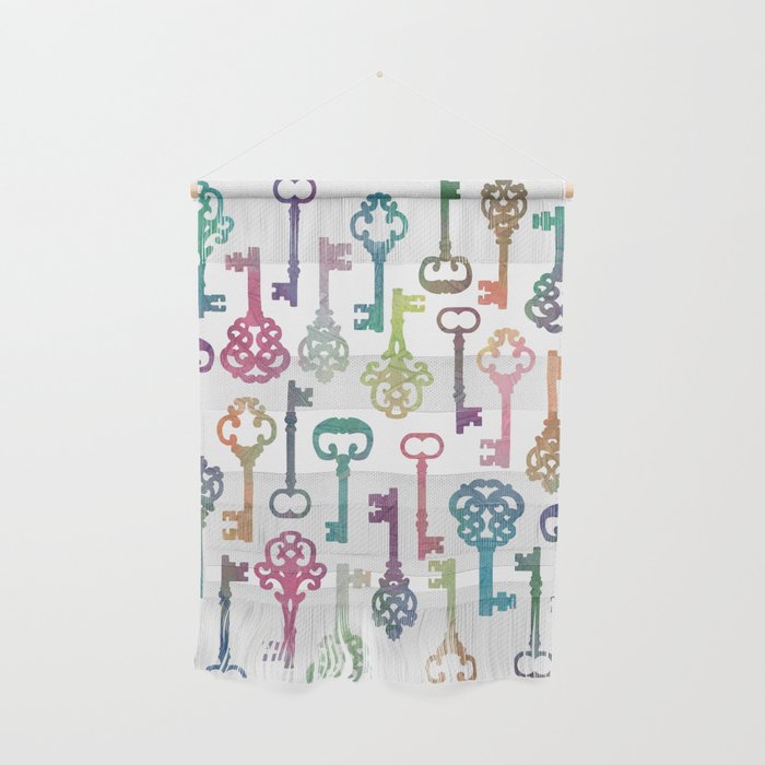 Rainbow Keys on White Wall Hanging