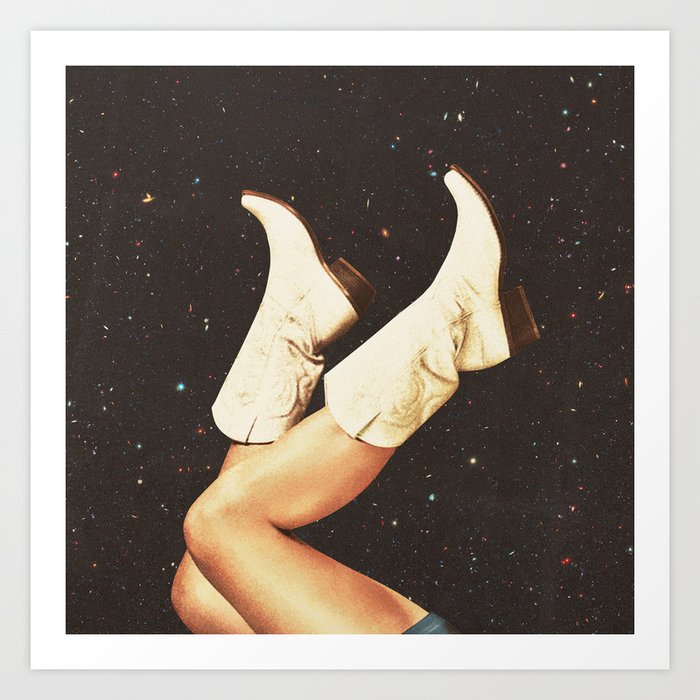 These Boots - Space & Stars Cowgirl Kunstdrucke | Fotografie, Legs, Weltraum, Kosmisch, Stars, Vertigo-artography, Minimalistisch, Texas, Rodeo, Shoes-heels