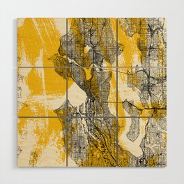Seattle USA Map Poster - City Map Illustration - Aesthetic Wood Wall Art